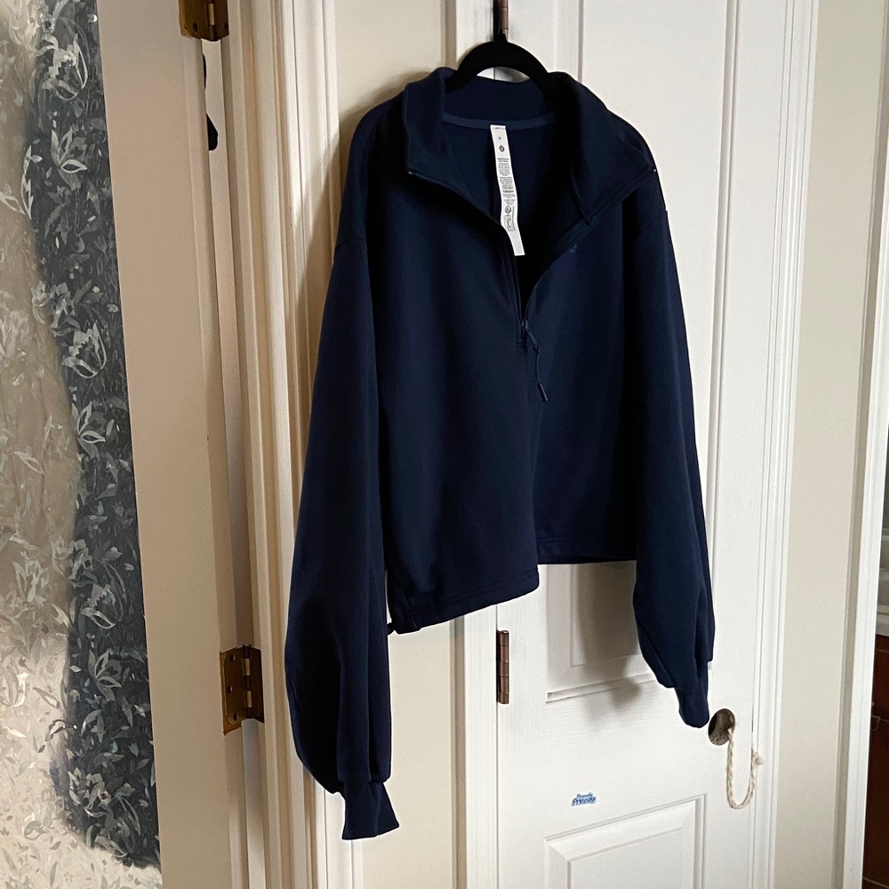 Lululemon Cotton Terry Tennis Half Zip in Club Blue size M